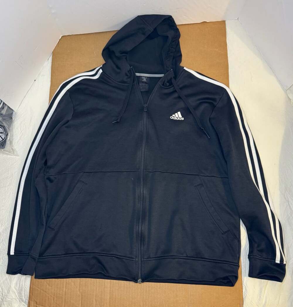 Adidas 3-Stripe Full Zip Hoodie Black White